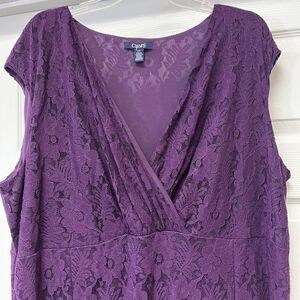 Chaps Purple Lace Midi Dress